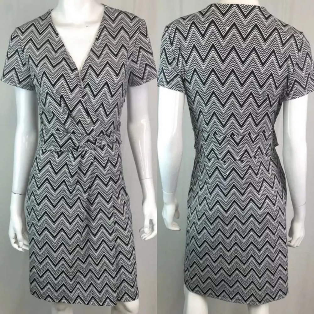 Talbots Zigzag Draped Pleated Chevron Shift Dress - image 1